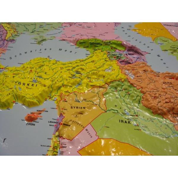 geo-institut Världskarta Reliefkarta Värld Silverlinje politisk