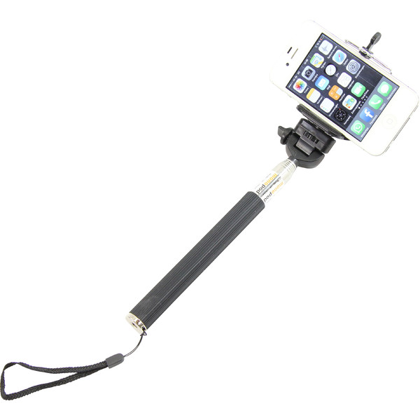 Aluminium-enbensstativ Selfie-stick för smartphones och kompaktkameror, svart