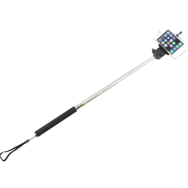 Aluminium-enbensstativ Selfie-stick för smartphones och kompaktkameror, svart