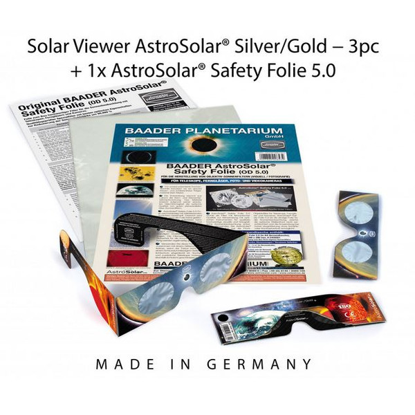 Baader Solfilter-set: 3xAstroSolar® Silver/Gold-glasögon och 1xAstroSolar-film