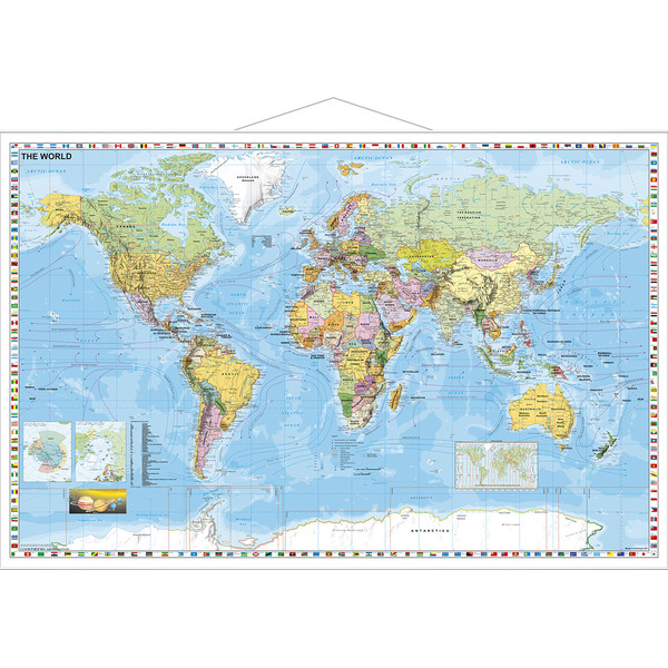 Stiefel Politisk världskarta med metallgränser Engelska