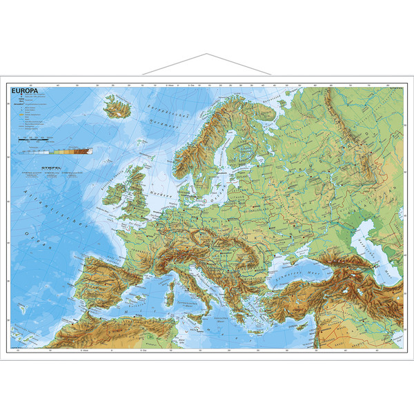 Stiefel Kontinentkarta Europa fysiskt