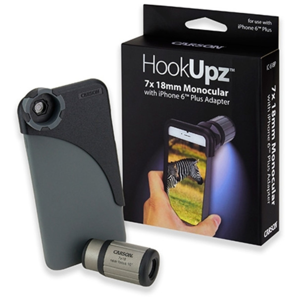 Carson Monokular HookUpz 7x18 Mono med smartphone-adapter för iPhone 6 Plus