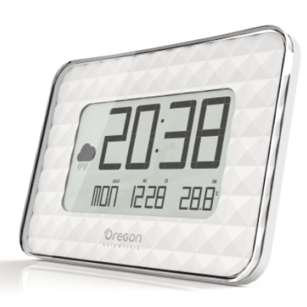 Oregon Scientific Väderstation GLAZE JUMBO radiostyrd väggklocka JW 208 Vit