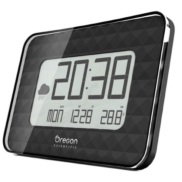 Oregon Scientific Väderstation GLAZE JUMBO radiostyrd väggklocka JW 208 Svart