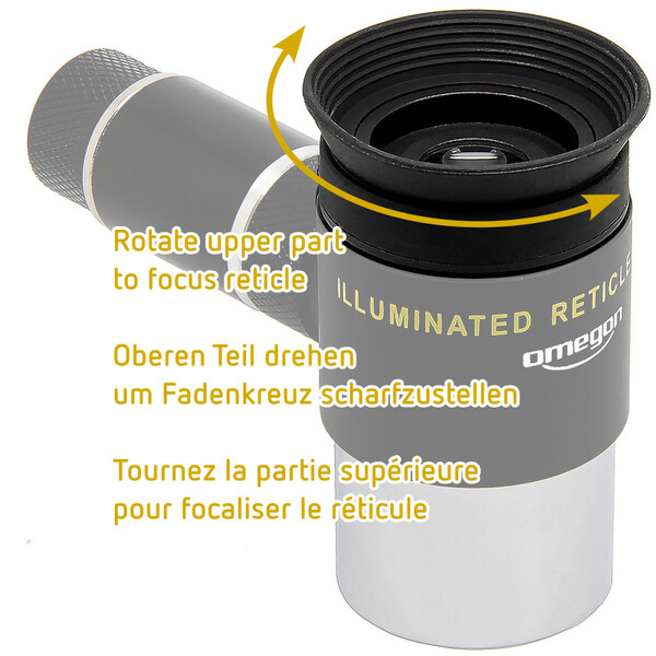 Omegon Hårkorsokular Illuminated crosshair eyepiece, Kellner 12mm