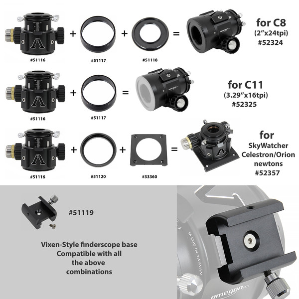 Omegon V-Power 2'' Crayford, SCT C8-fokuserare med dubbla hastigheter