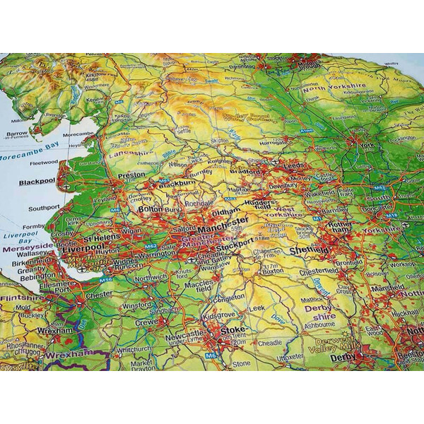 Georelief Storbritannien stor, 3D-reliefkarta med plastram silver