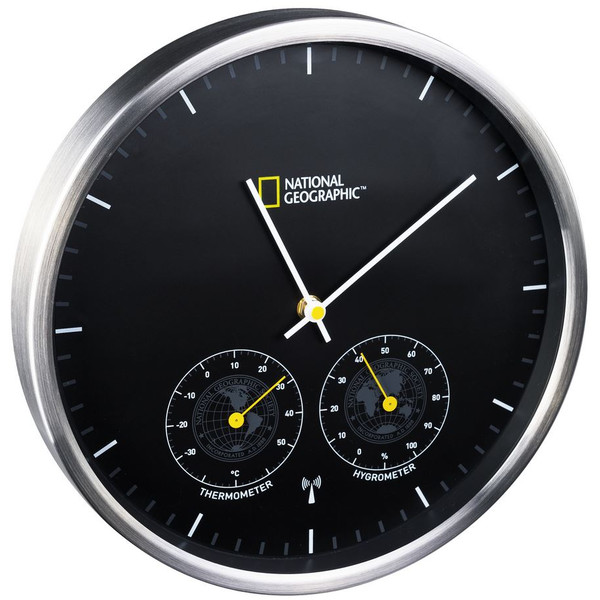 National Geographic Väggklocka med termometer och hygrometer