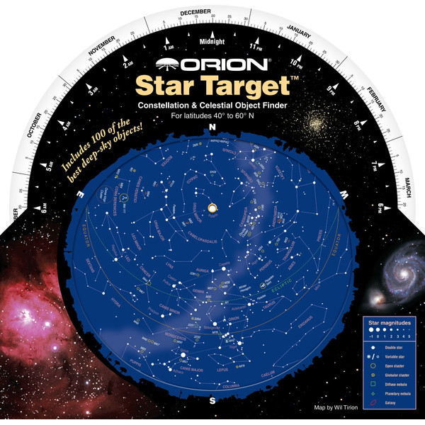 Orion Stjärnkarta Star Target Planisphere 40-60 degree north