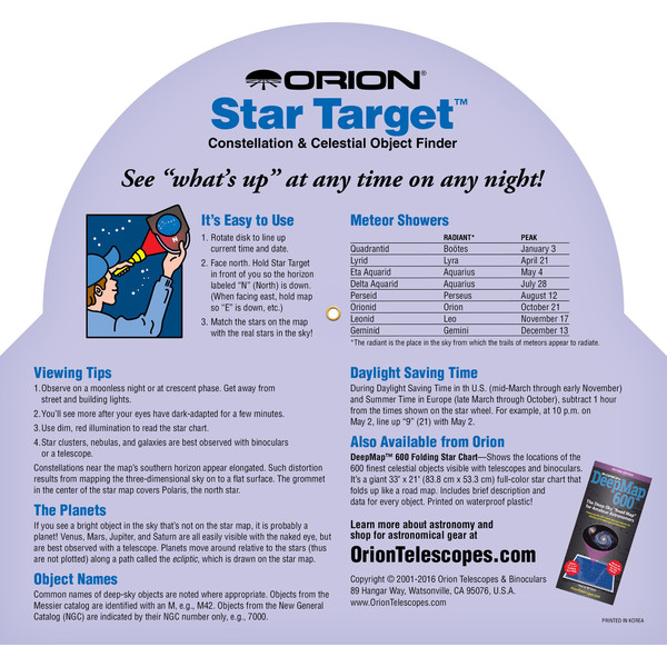Orion Stjärnkarta Star Target Planisphere 40-60 degree north