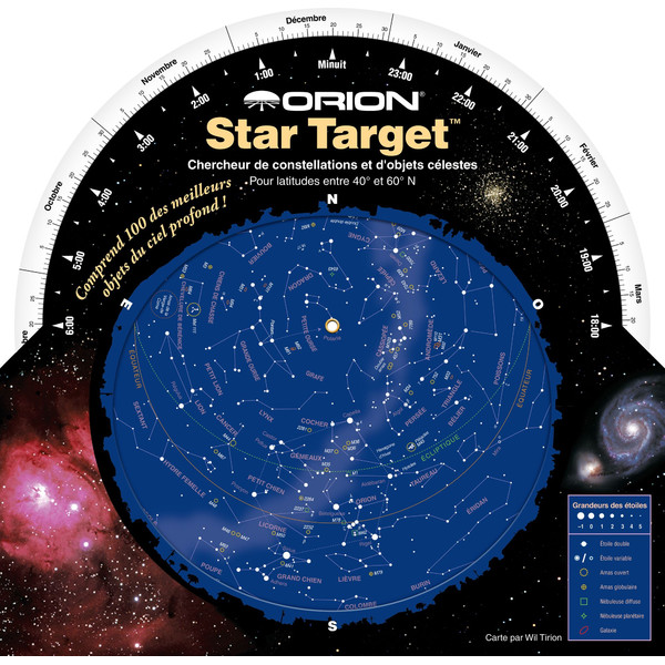 Orion Stjärnkarta Planisphère Star Target 40 à 60 degrés