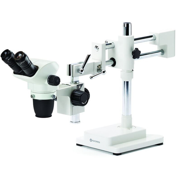 Euromex Zoom-stereomikroskop NZ.1702-B, NexiusZoom EVO, 6,5x till 55x, dubbelarmat bomstativ, utan belysning, bino