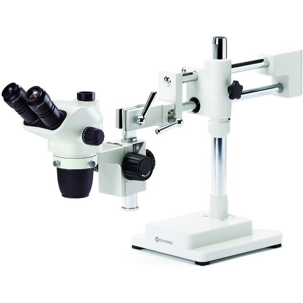 Euromex Zoom-stereomikroskop NZ.1703-B, NexiusZoom EVO, 6,5x till 55x, dubbelarmat bomstativ, utan belysning, trino