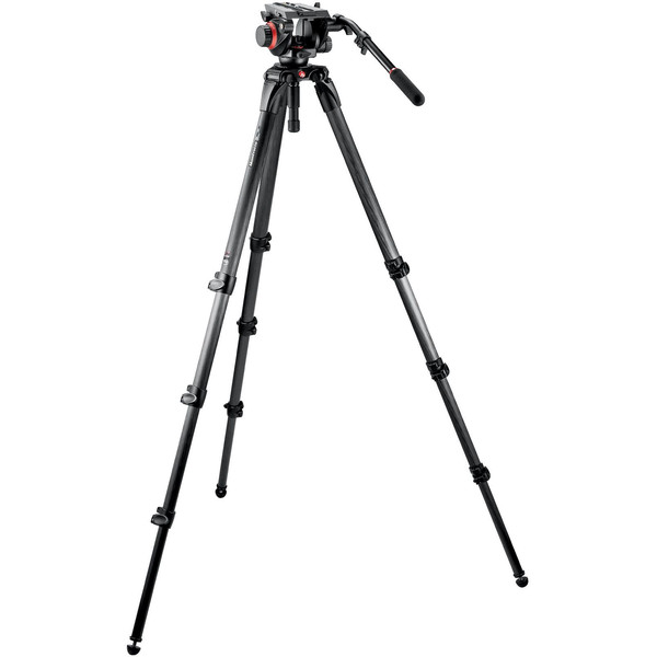 Manfrotto Kolfiber-trebensstativ 504HD,536K med videohuvud och nivelleringskopp