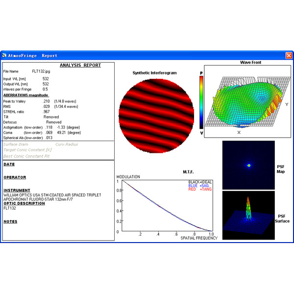 William Optics Apokromatisk refraktor AP 132/925 Fluorostar 132 Blue OTA