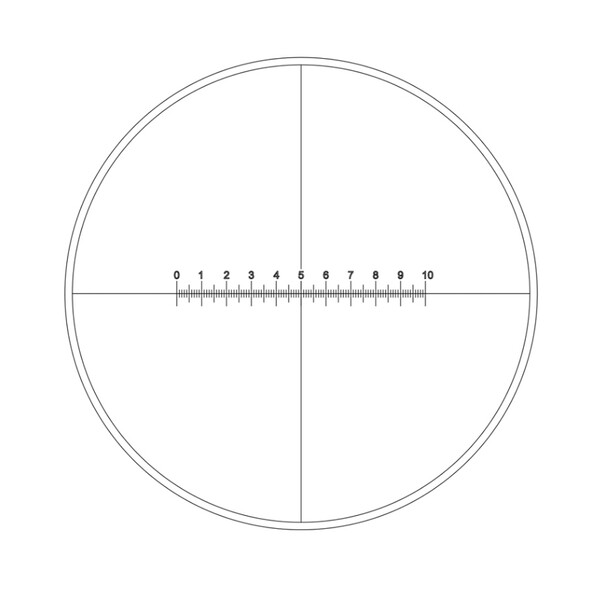 Motic Graticule med skala (10mm i 100 delar) och hårkors (Ø19mm)