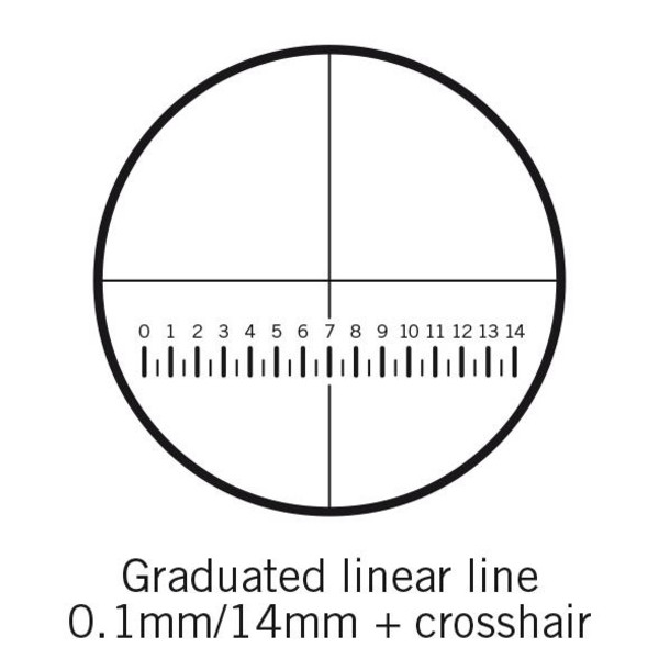 Motic Graticule-skala (14 mm i 140 delar) och retikel, (Ø25 mm)