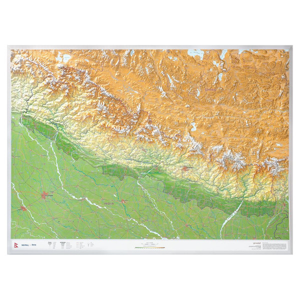 Georelief Regionkarta Nepal stor 3D
