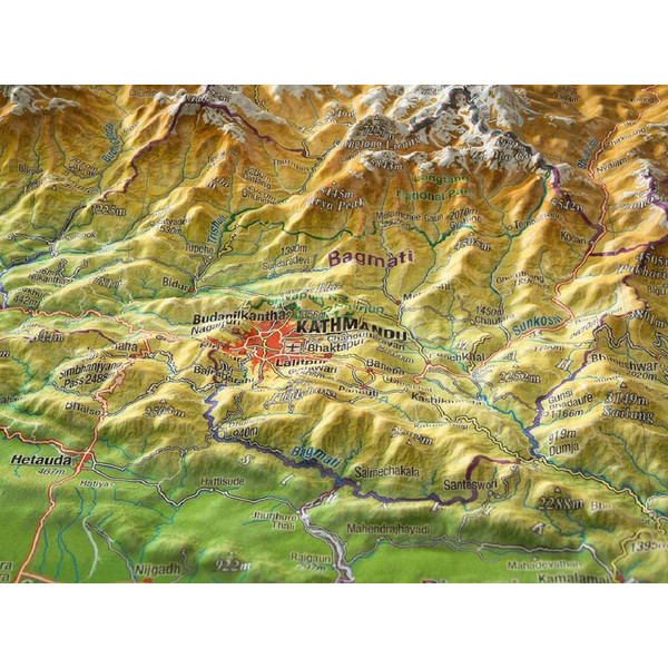 Georelief Regionkarta Nepal stor 3D