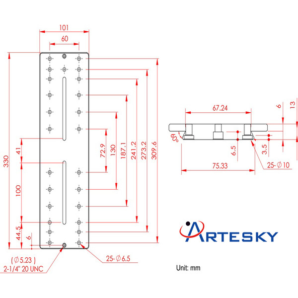 Artesky Monteringsplatta Losmandy-Style 330 mm
