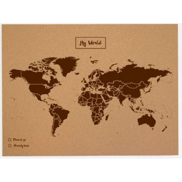 Miss Wood Världskarta Woody Map Natural Cork L brown