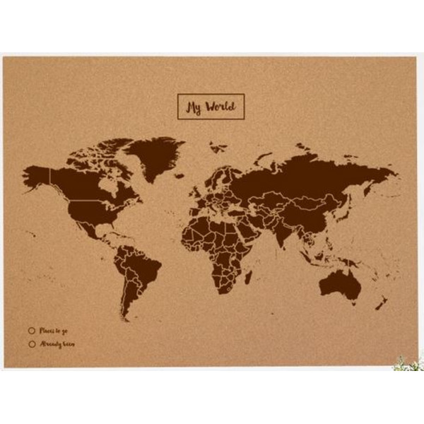 Miss Wood Världskarta Woody Map Natural Cork XL brown