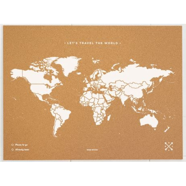 Miss Wood Världskarta Woody Map Natural Cork XL white