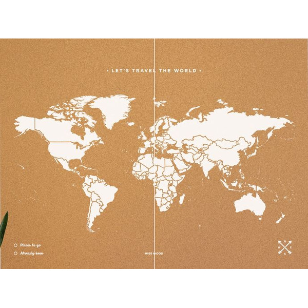 Miss Wood Världskarta Woody Map Natural Cork XXL white