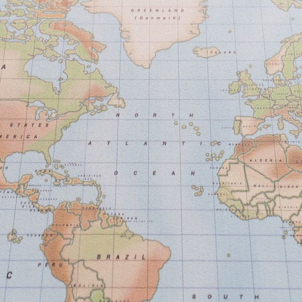 Miss Wood Världskarta Woody Karta Vattenfärg Fysisk L