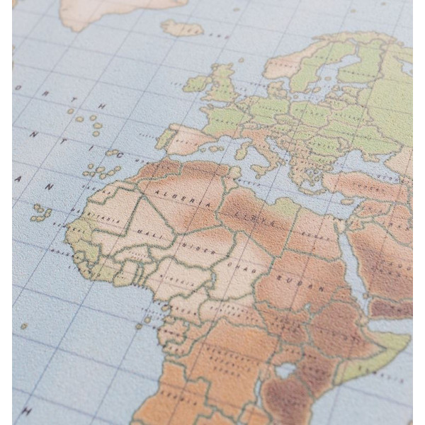 Miss Wood Världskarta Woody Karta Vattenfärg Fysisk XL