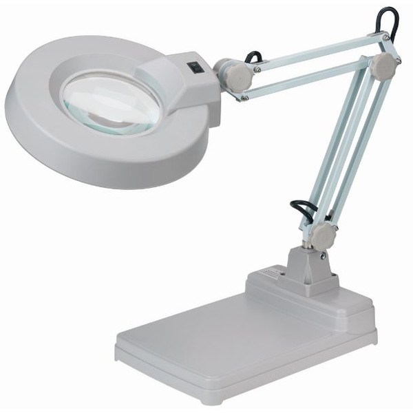Schweizer Lupp Förstoringslampa saxarm bordsstativ, 2x/Ø125mm, bikonvex, 22W