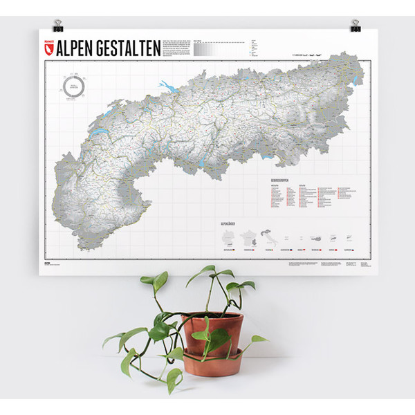 Marmota Maps Regionkarta Designa Alperna (100x70cm)