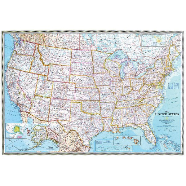 National Geographic USA politisk karta - Jättestorlek