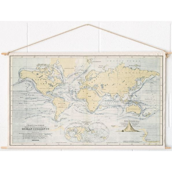Miss Wood Världskarta Woody Cotton Map Oceans