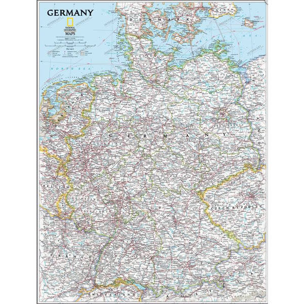 National Geographic Inramad pinboardkarta över Tyskland (silver)