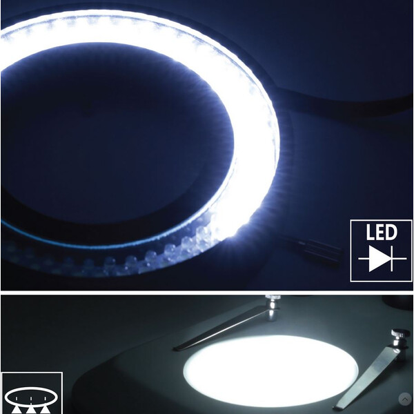 Optika Zoom-stereomikroskop SZO-2, trino, 6,7-45x, Pelarstativ, utan belysning