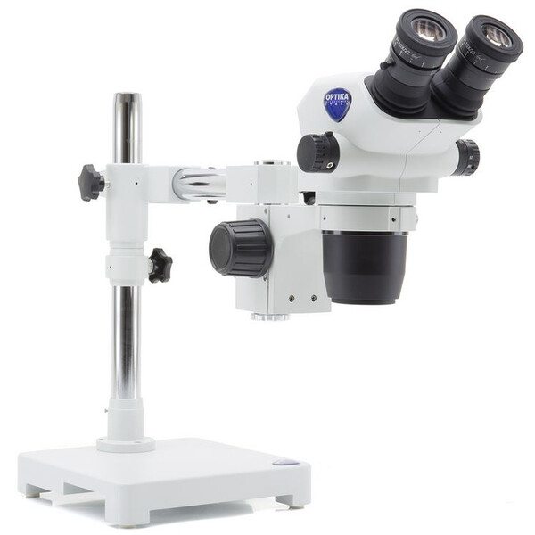 Optika Zoom-stereomikroskop SZO-7 bino, 6,7-45x, överhängande, AM Arms, utan belysning