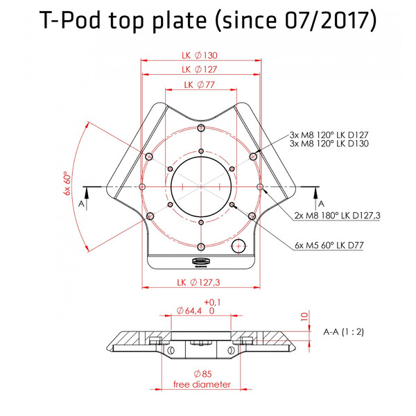 Avalon Stativ T-Pod 75-110cm