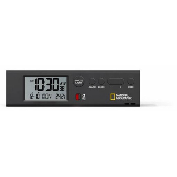 National Geographic Radiostyrd väckarklocka med världstid, termometer och Ficklampa