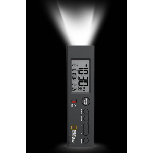 National Geographic Radiostyrd väckarklocka med världstid, termometer och Ficklampa