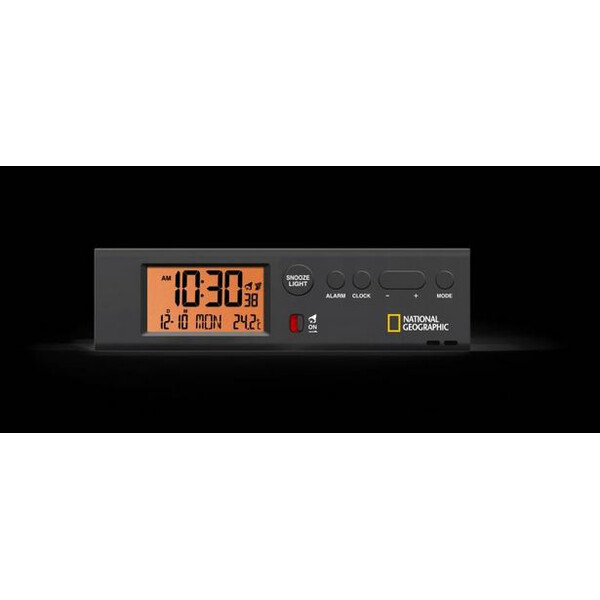 National Geographic Radiostyrd väckarklocka med världstid, termometer och Ficklampa