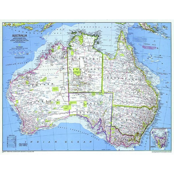 National Geographic Kontinentkarta Australien, politiskt
