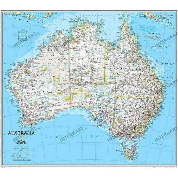 National Geographic Kontinentkarta Australien politisk (76 x 69 cm)