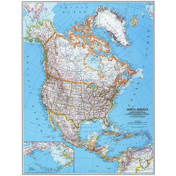 National Geographic Kontinentkarta Nordamerika, politiskt