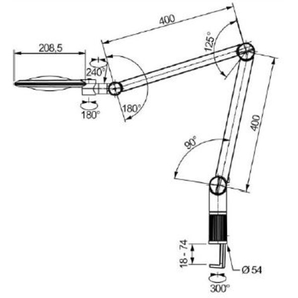 Eschenbach Lupp förstoringslampa varioLED+, 6D, 2,5x, Ø132mm, AA70mm