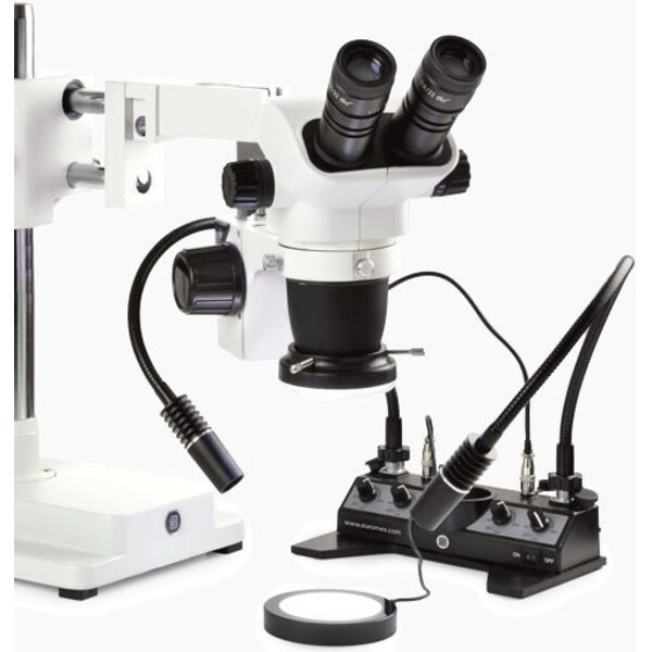Euromex belysningsstation LE.5212, vit, 2 svanhalsar, Ringlampor, Transmitterat ljus