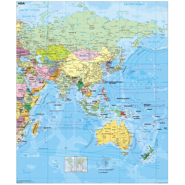 Stiefel Kontinentkarta Asien politisk (engelska)