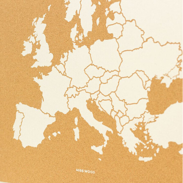 Miss Wood Kontinentkarta Woody Map Europa vit 90x60cm