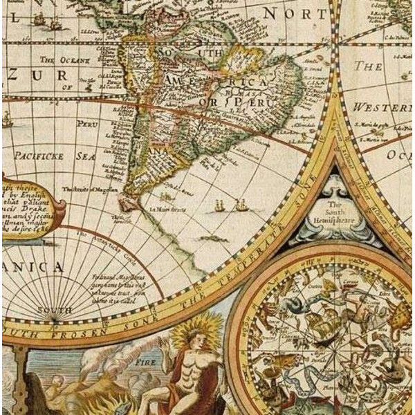 freytag & berndt Världskarta Antik John Speed 1651 (91 x 69 cm)